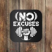 No Excuses Funny Bodybuilding Gym Workout Coaster thumb 0