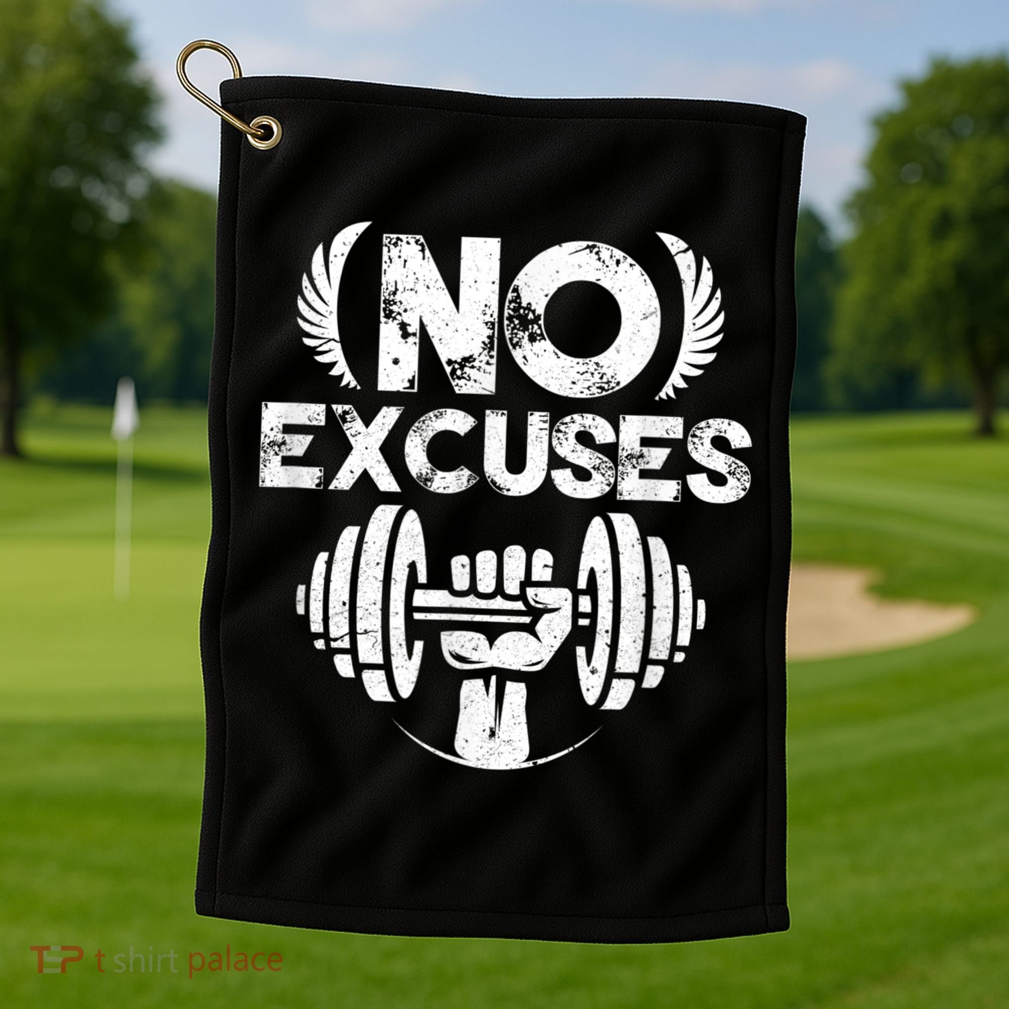 No Excuses Funny Bodybuilding Gym Workout Golf Towel