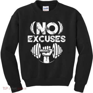 No Excuses Funny Bodybuilding Gym Workout Kids Sweatshirt