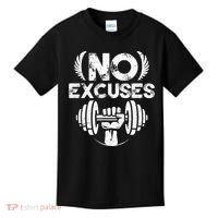No Excuses Funny Bodybuilding Gym Workout Kids T-Shirt thumb 0