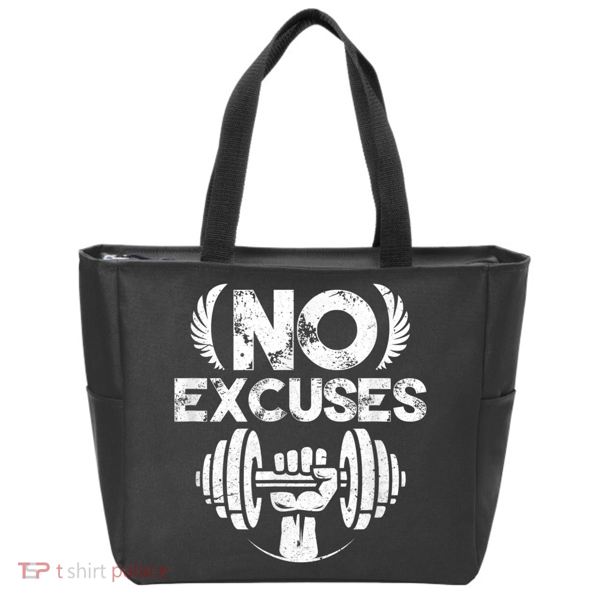 No Excuses Funny Bodybuilding Gym Workout Tote Bag