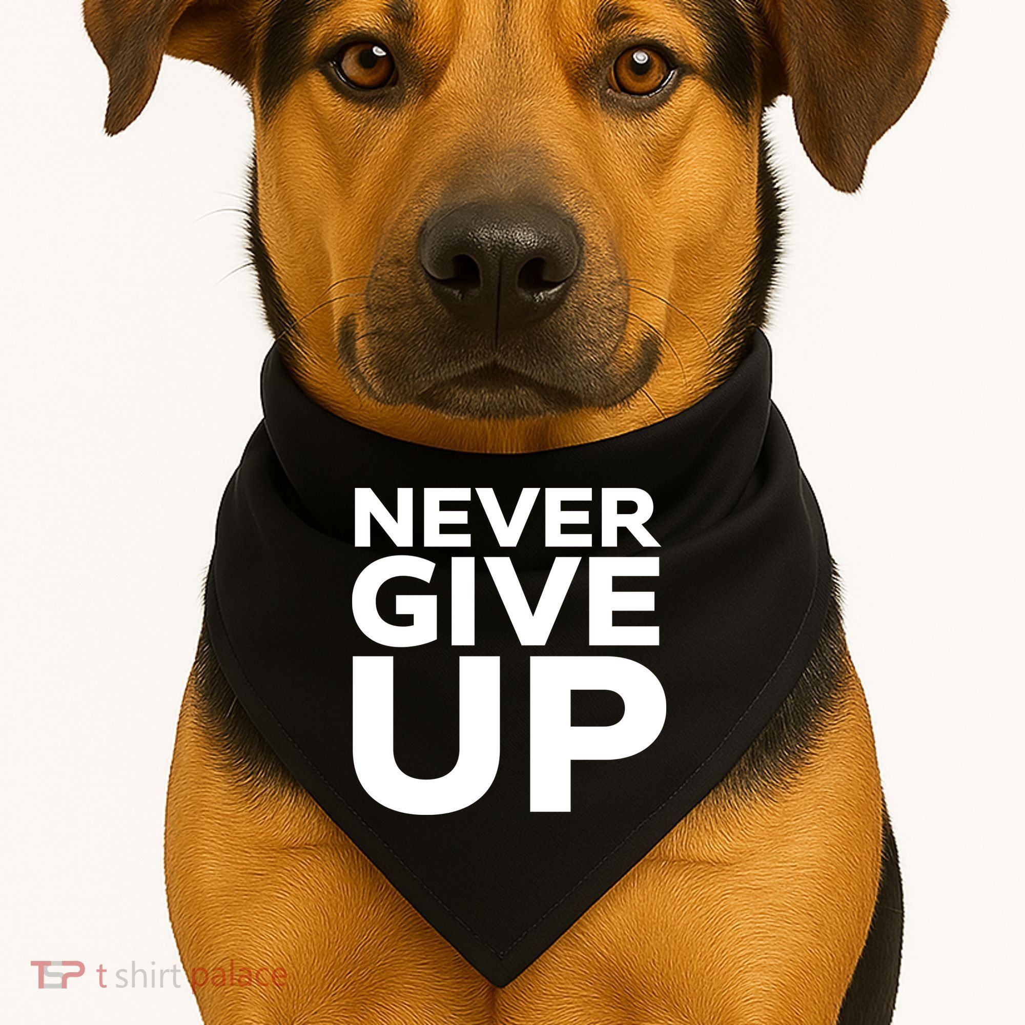 Never Ever Give Up Inspirational Motivational Quotes Saying USA-Made Doggie Bandana