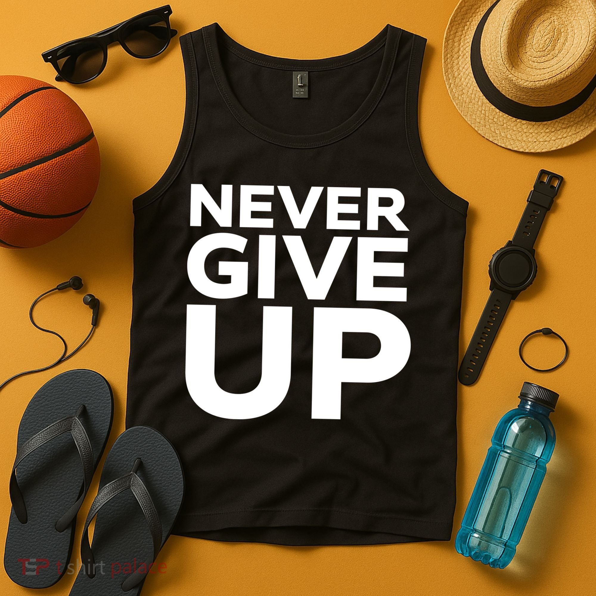 Never Ever Give Up Inspirational Motivational Quotes Saying Tank Top