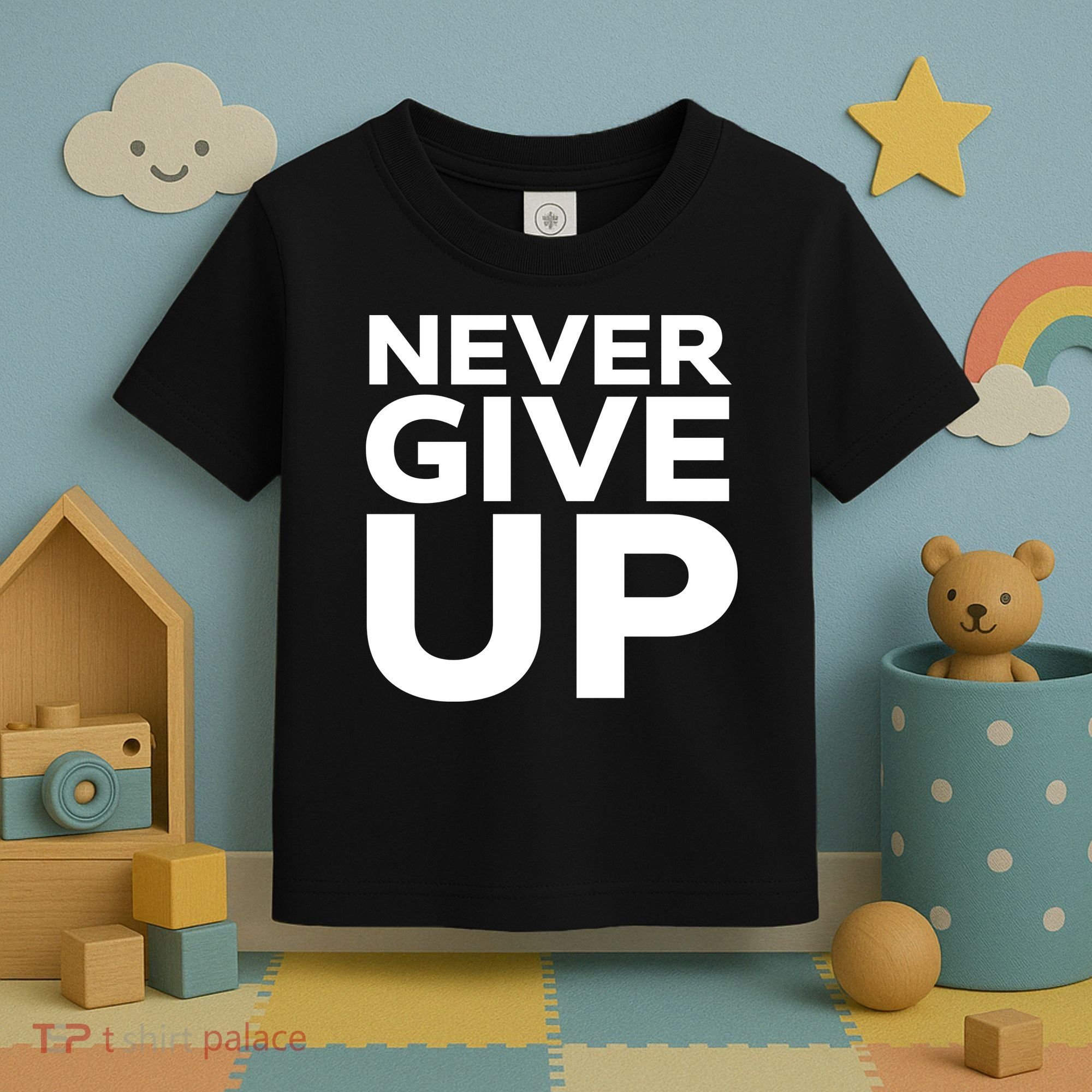 Never Ever Give Up Inspirational Motivational Quotes Saying Toddler T-Shirt