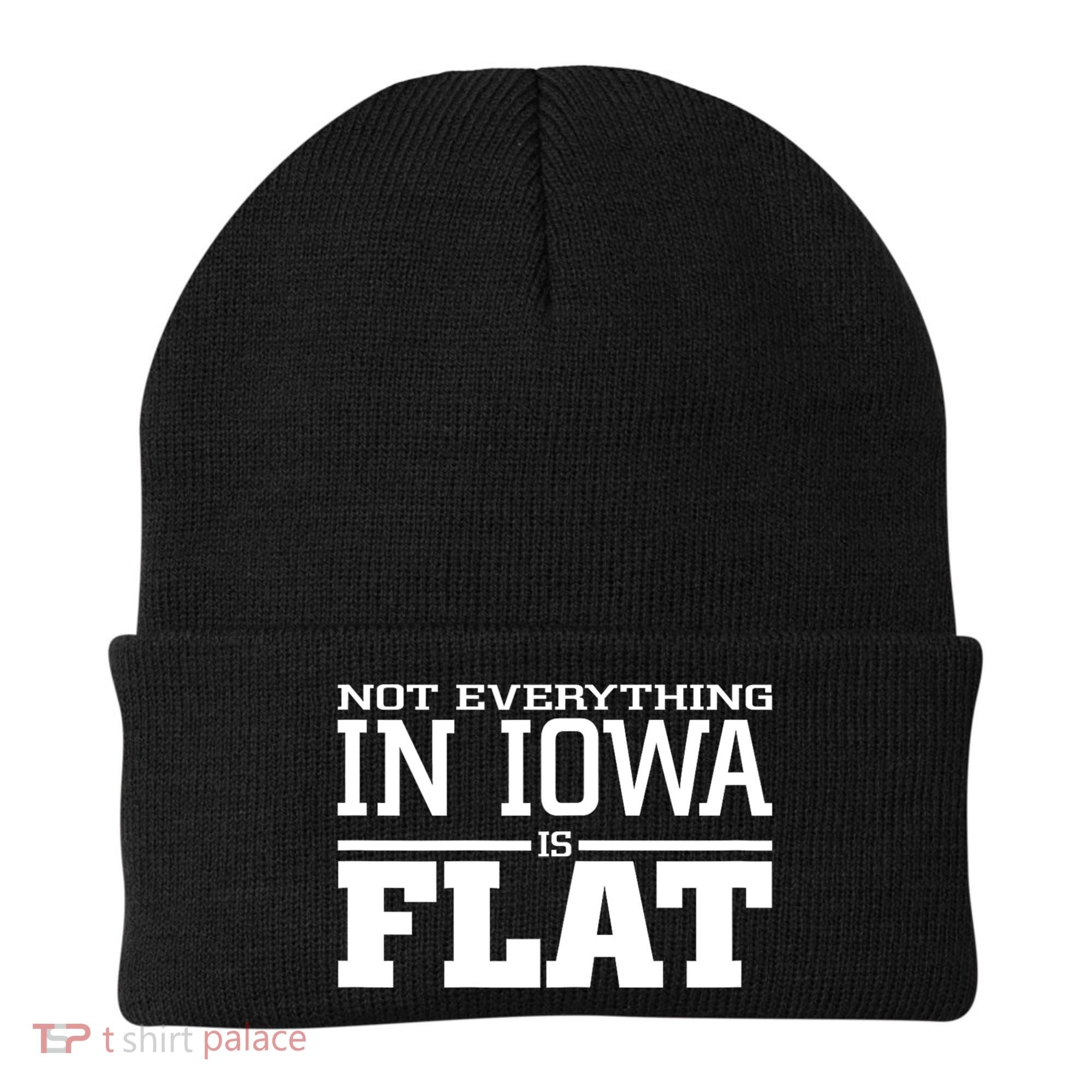 Not Everything In Iowa Is Flat Funny Sarcasm Saying Beanie
