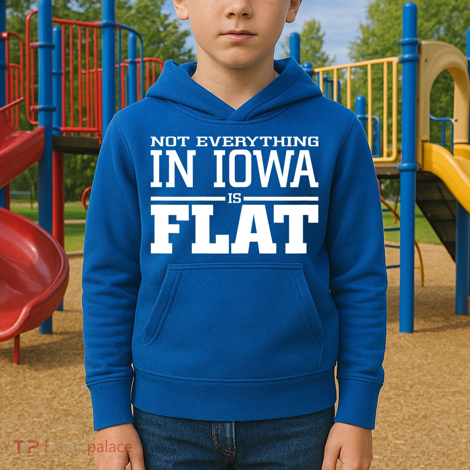 Not Everything In Iowa Is Flat Funny Sarcasm Saying Kids Hoodie