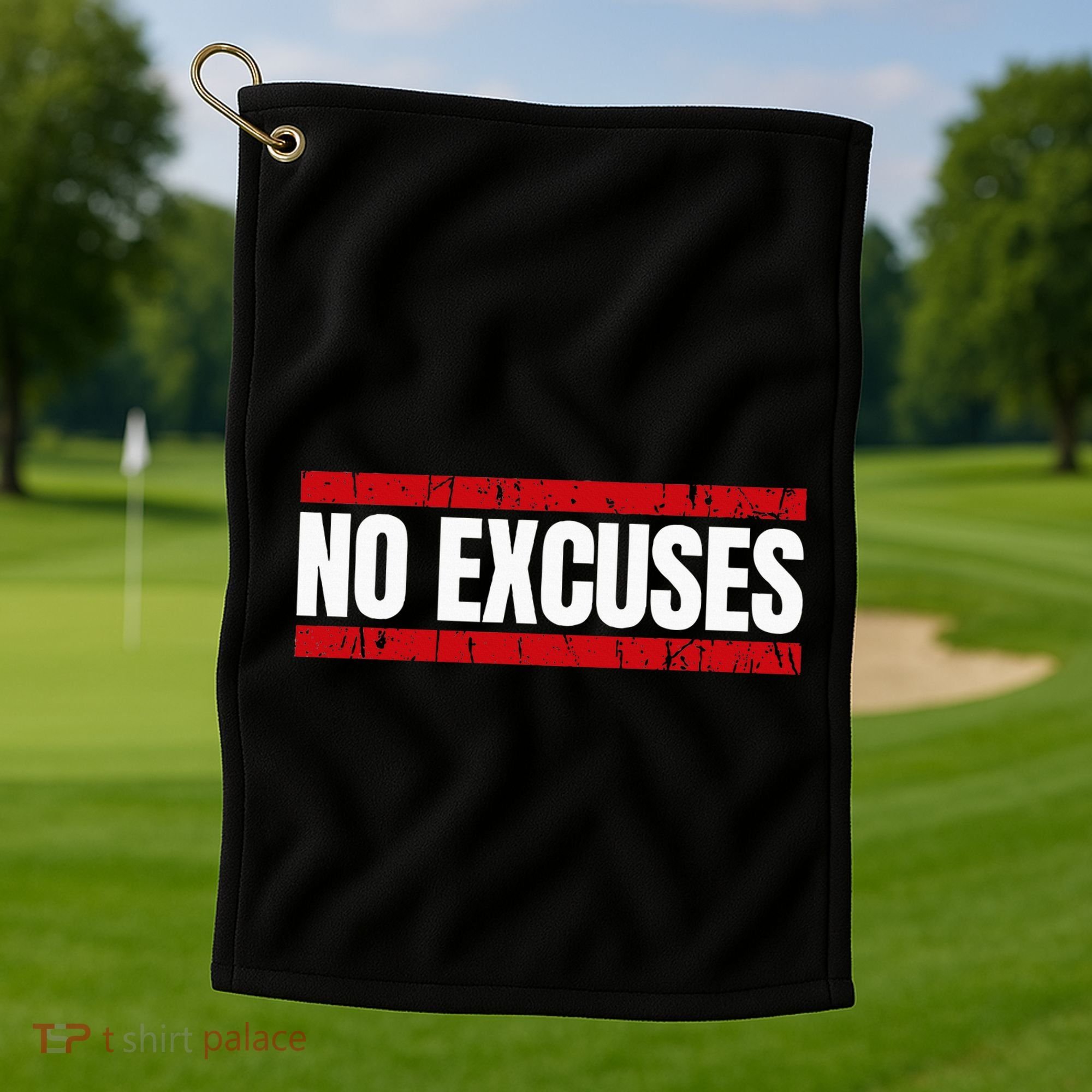 No Excuses Inspirational Saying Motivational Gym Workout Golf Towel