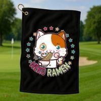 Neko Ramen Noodle Cat Golf Towel thumb 1