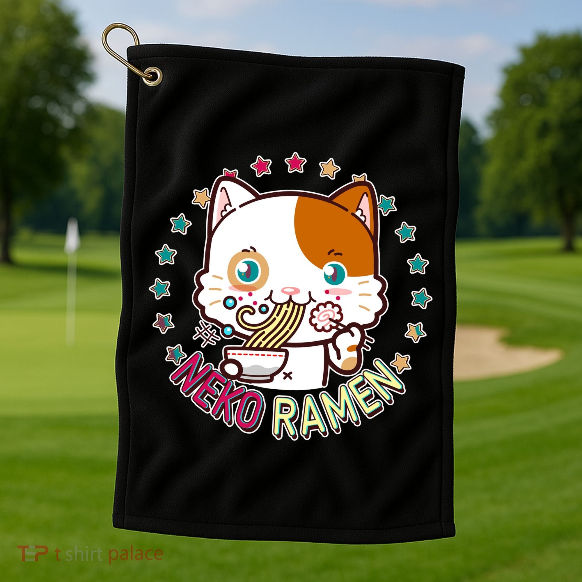 Neko Ramen Noodle Cat Golf Towel