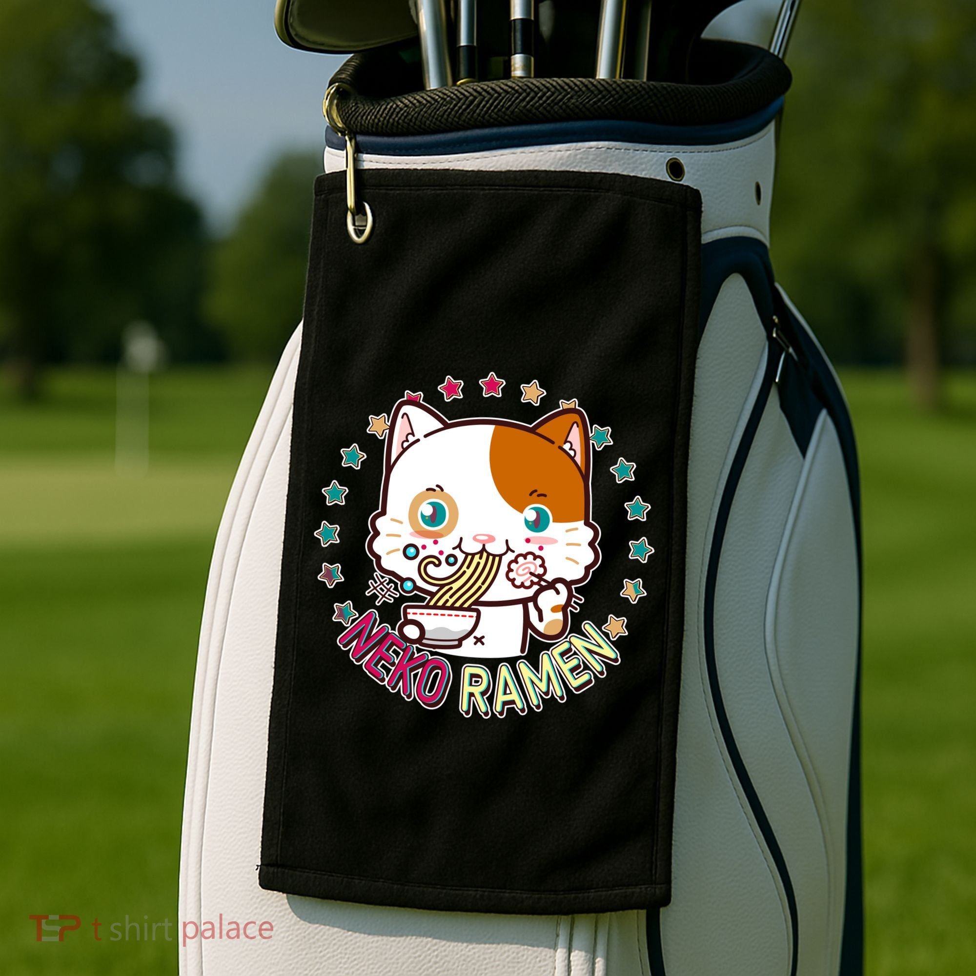 Neko Ramen Noodle Cat Golf Towel