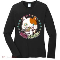 Neko Ramen Noodle Cat Women's Long Sleeve Shirt thumb 0