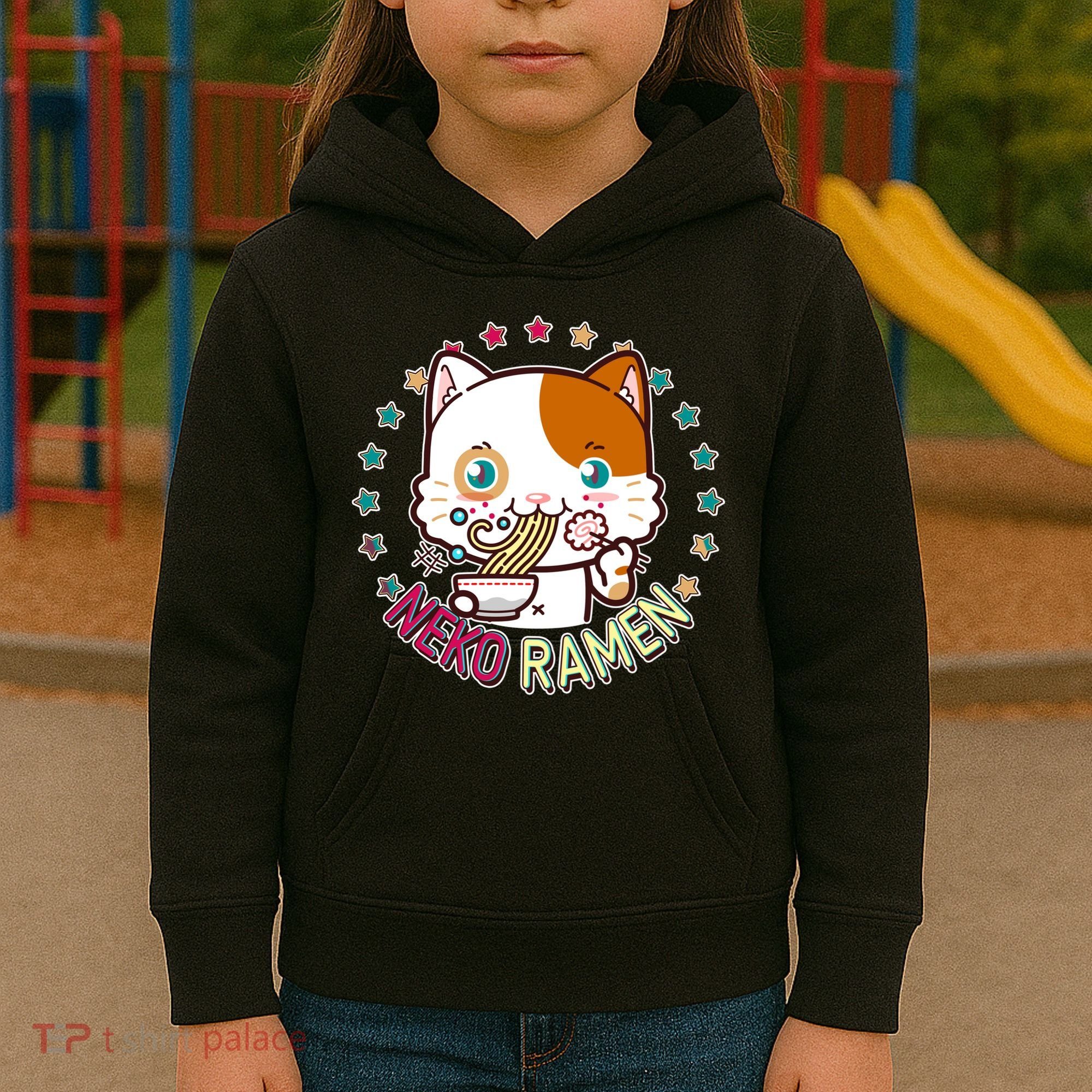 Neko Ramen Noodle Cat Kids Hoodie