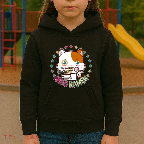 Neko Ramen Noodle Cat Kids Hoodie