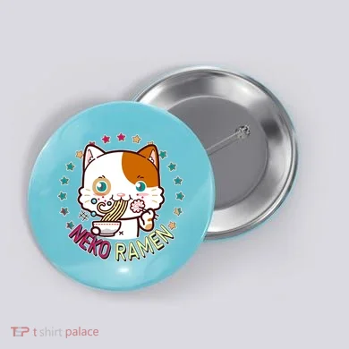 Neko Ramen Noodle Cat Button