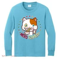 Neko Ramen Noodle Cat Kids Long Sleeve Shirt thumb 0