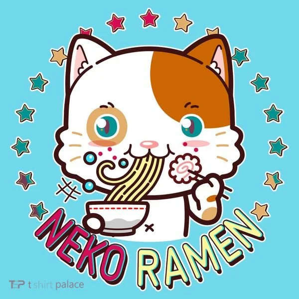 Neko Ramen Noodle Cat Kids Long Sleeve Shirt