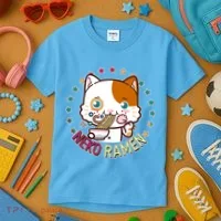 Neko Ramen Noodle Cat Kids T-Shirt thumb 3