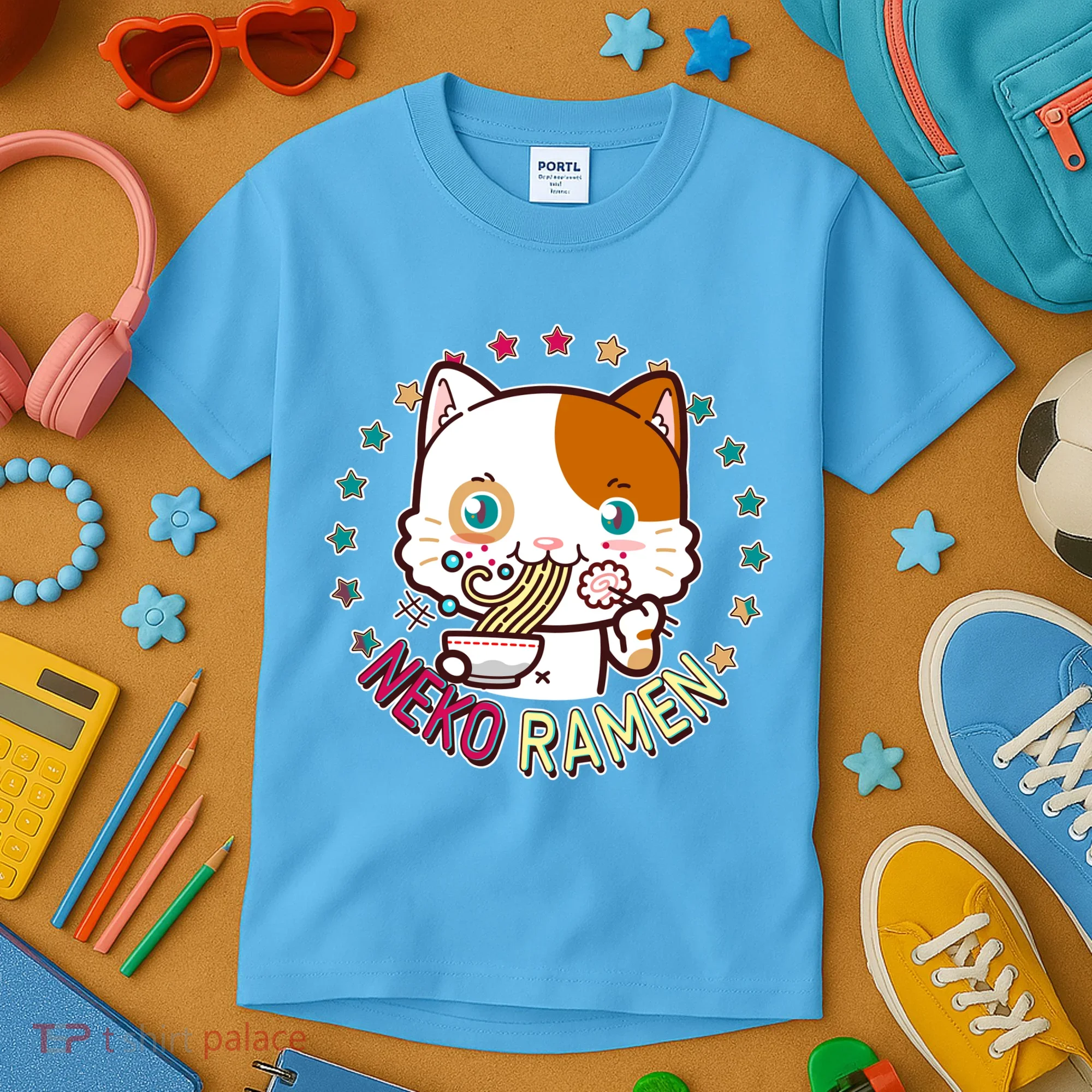 Neko Ramen Noodle Cat Kids T-Shirt
