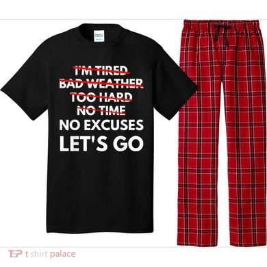 No Excuses Let's Go Gym Workout Pajama Set