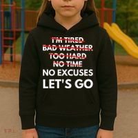 No Excuses Let's Go Gym Workout Kids Hoodie thumb 3