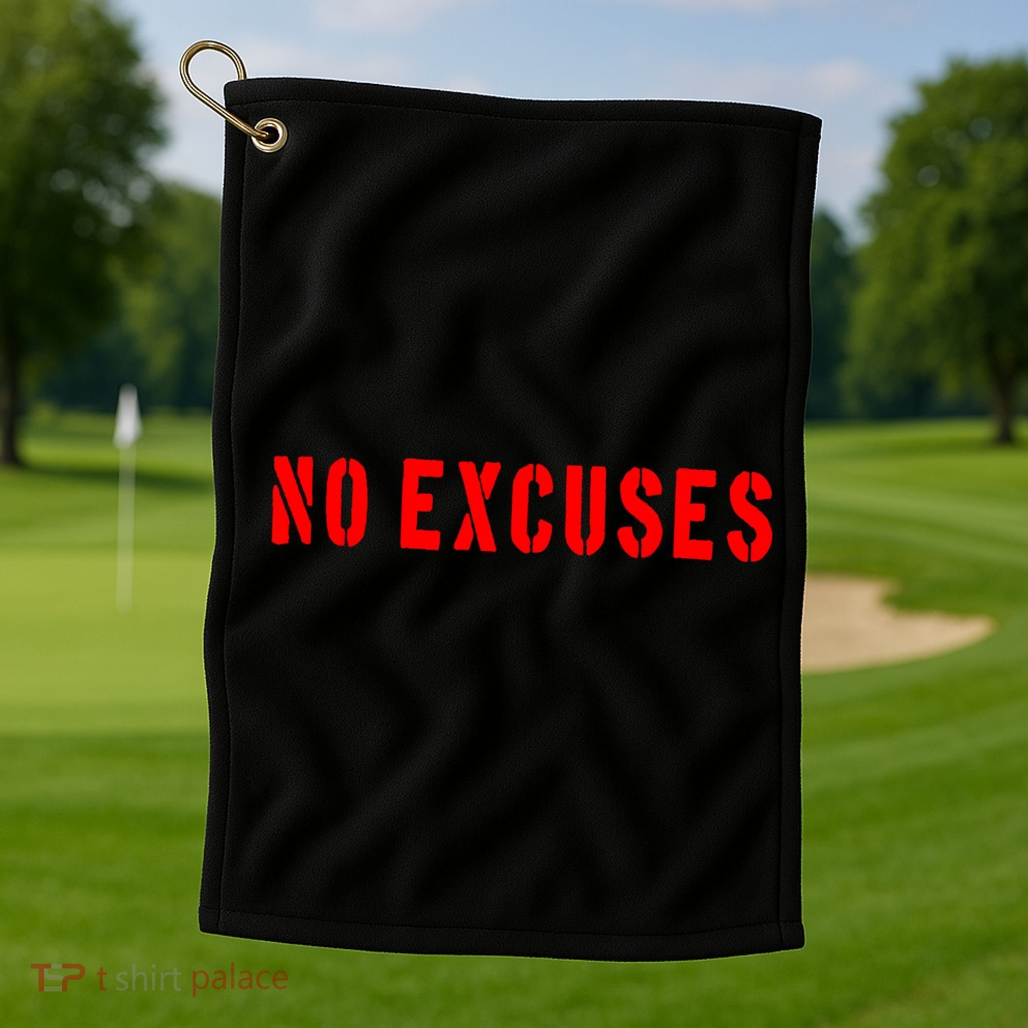 No Excuses Motivational Quote Golf Towel