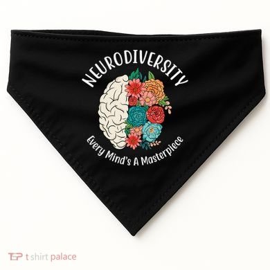Neurodiversity Every Minds A Masterpiece Brain Floral USA-Made Doggie Bandana