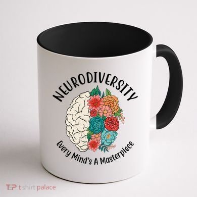 Neurodiversity Every Minds A Masterpiece Brain Floral Coffee Mug back