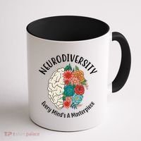 Neurodiversity Every Minds A Masterpiece Brain Floral Coffee Mug thumb 1