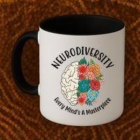 Neurodiversity Every Minds A Masterpiece Brain Floral Coffee Mug thumb 2