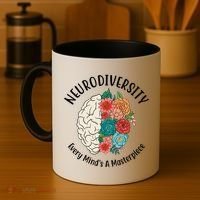 Neurodiversity Every Minds A Masterpiece Brain Floral Coffee Mug thumb 4