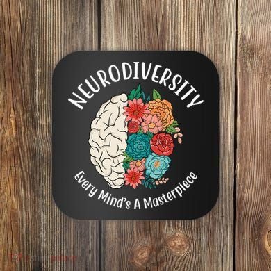 Neurodiversity Every Minds A Masterpiece Brain Floral Coaster