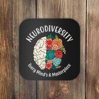 Neurodiversity Every Minds A Masterpiece Brain Floral Coaster thumb 0