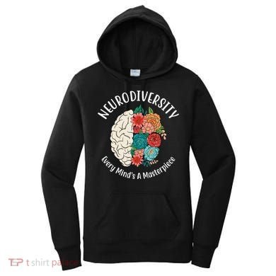Neurodiversity Every Minds A Masterpiece Brain Floral Women's Hoodie