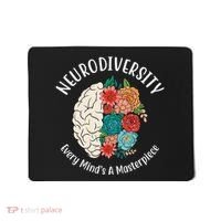 Neurodiversity Every Minds A Masterpiece Brain Floral Mousepad thumb 0