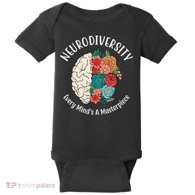 Neurodiversity Every Minds A Masterpiece Brain Floral Baby Bodysuit