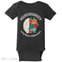 Neurodiversity Every Minds A Masterpiece Brain Floral Baby Bodysuit thumb 0