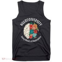 Neurodiversity Every Minds A Masterpiece Brain Floral Tank Top thumb 0
