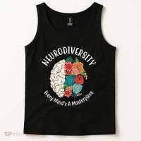 Neurodiversity Every Minds A Masterpiece Brain Floral Tank Top thumb 2