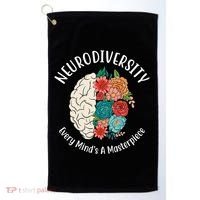 Neurodiversity Every Minds A Masterpiece Brain Floral Golf Towel thumb 0