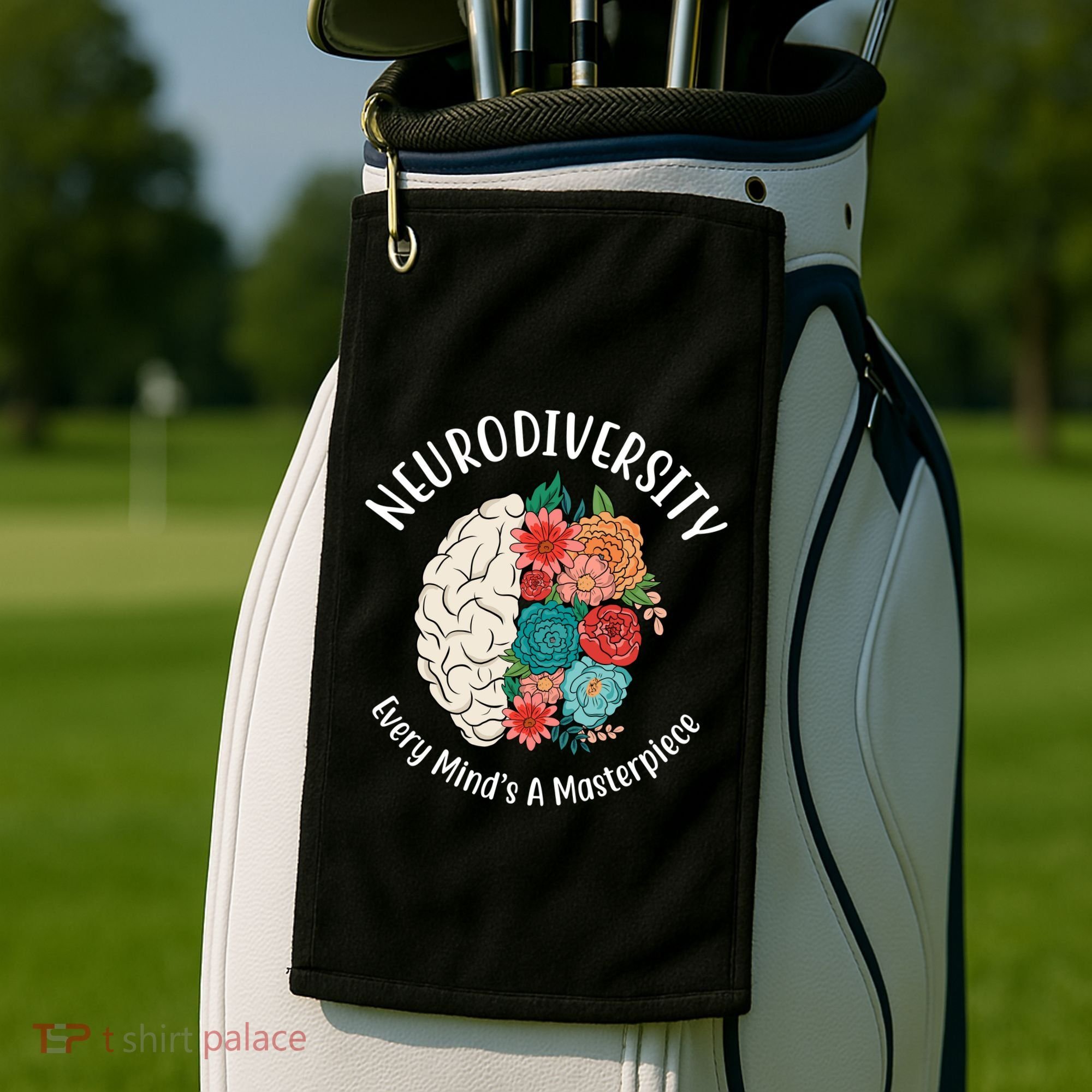 Neurodiversity Every Minds A Masterpiece Brain Floral Golf Towel