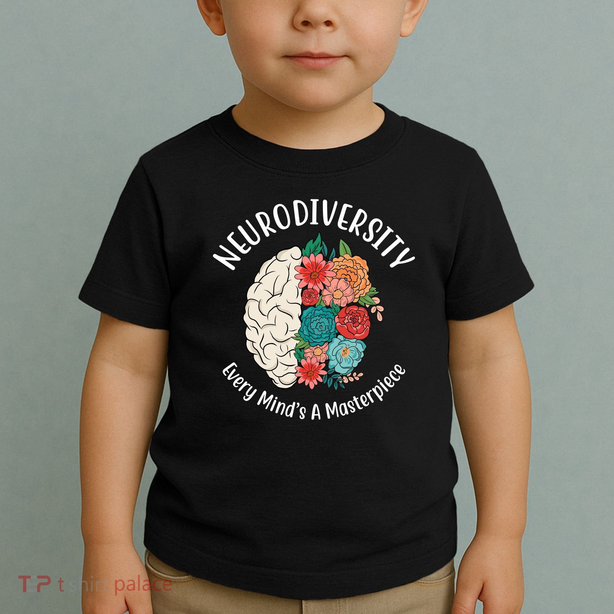Neurodiversity Every Minds A Masterpiece Brain Floral Toddler T-Shirt