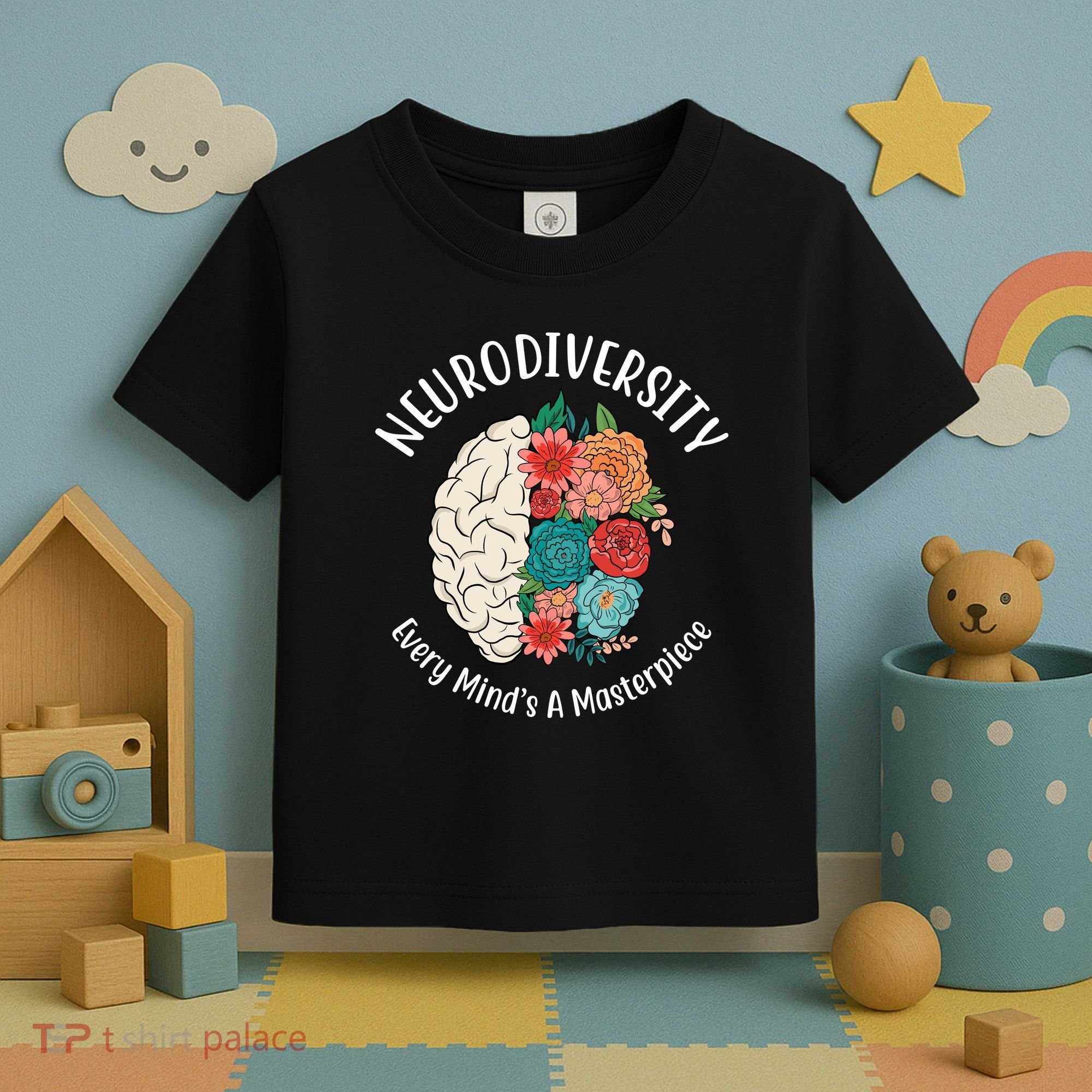 Neurodiversity Every Minds A Masterpiece Brain Floral Toddler T-Shirt