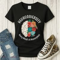 Neurodiversity Every Minds A Masterpiece Brain Floral Women's T-Shirt thumb 3