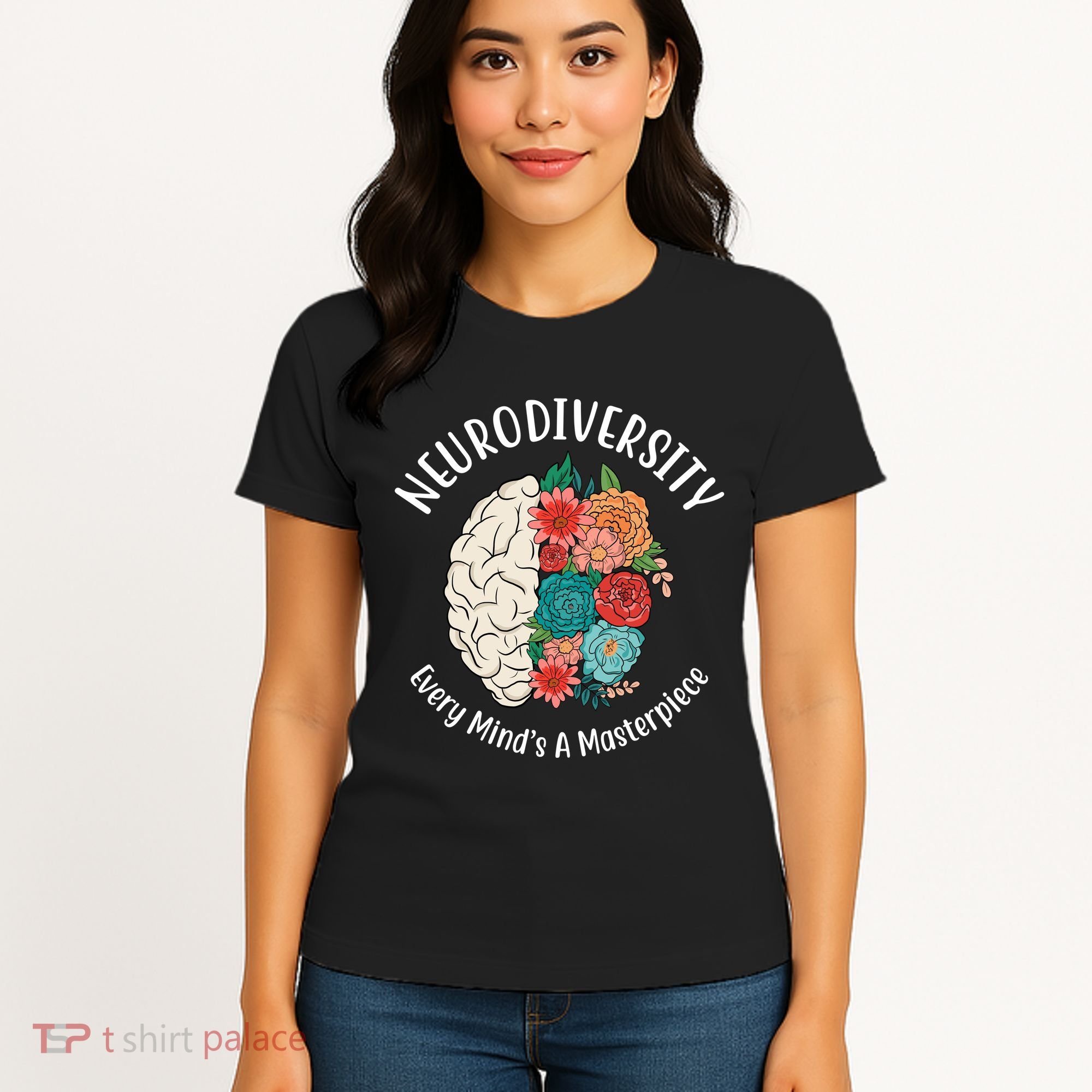 Neurodiversity Every Minds A Masterpiece Brain Floral Women's T-Shirt