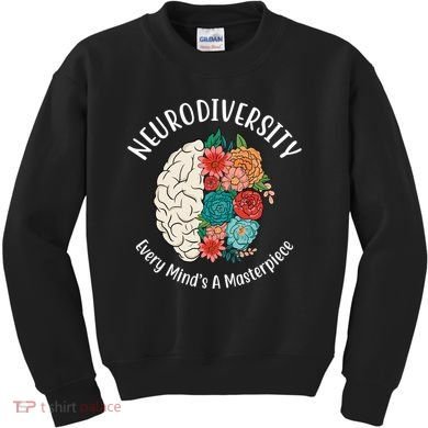 Neurodiversity Every Minds A Masterpiece Brain Floral Kids Sweatshirt