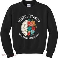 Neurodiversity Every Minds A Masterpiece Brain Floral Kids Sweatshirt thumb 0