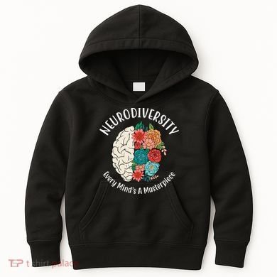 Neurodiversity Every Minds A Masterpiece Brain Floral Kids Hoodie