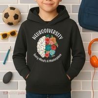 Neurodiversity Every Minds A Masterpiece Brain Floral Kids Hoodie thumb 2