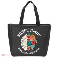 Neurodiversity Every Minds A Masterpiece Brain Floral Tote Bag thumb 0