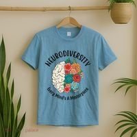 Neurodiversity Every Minds A Masterpiece Brain Floral T-Shirt thumb 2